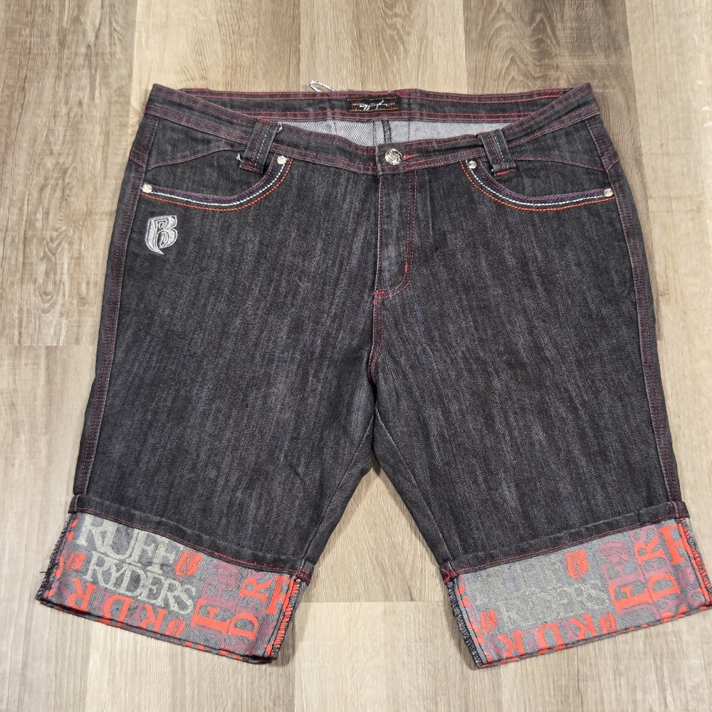 Ruff Ryders Womens Denim Jeans Bermuda Shorts Black  Size 14 Euc
